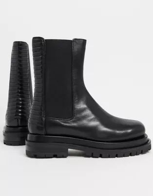 ASOS DESIGN – Antarctic – Chelsea-Stiefel aus hochwertigem Leder mit Einsätzen in Schwarz | ASOS (Global)