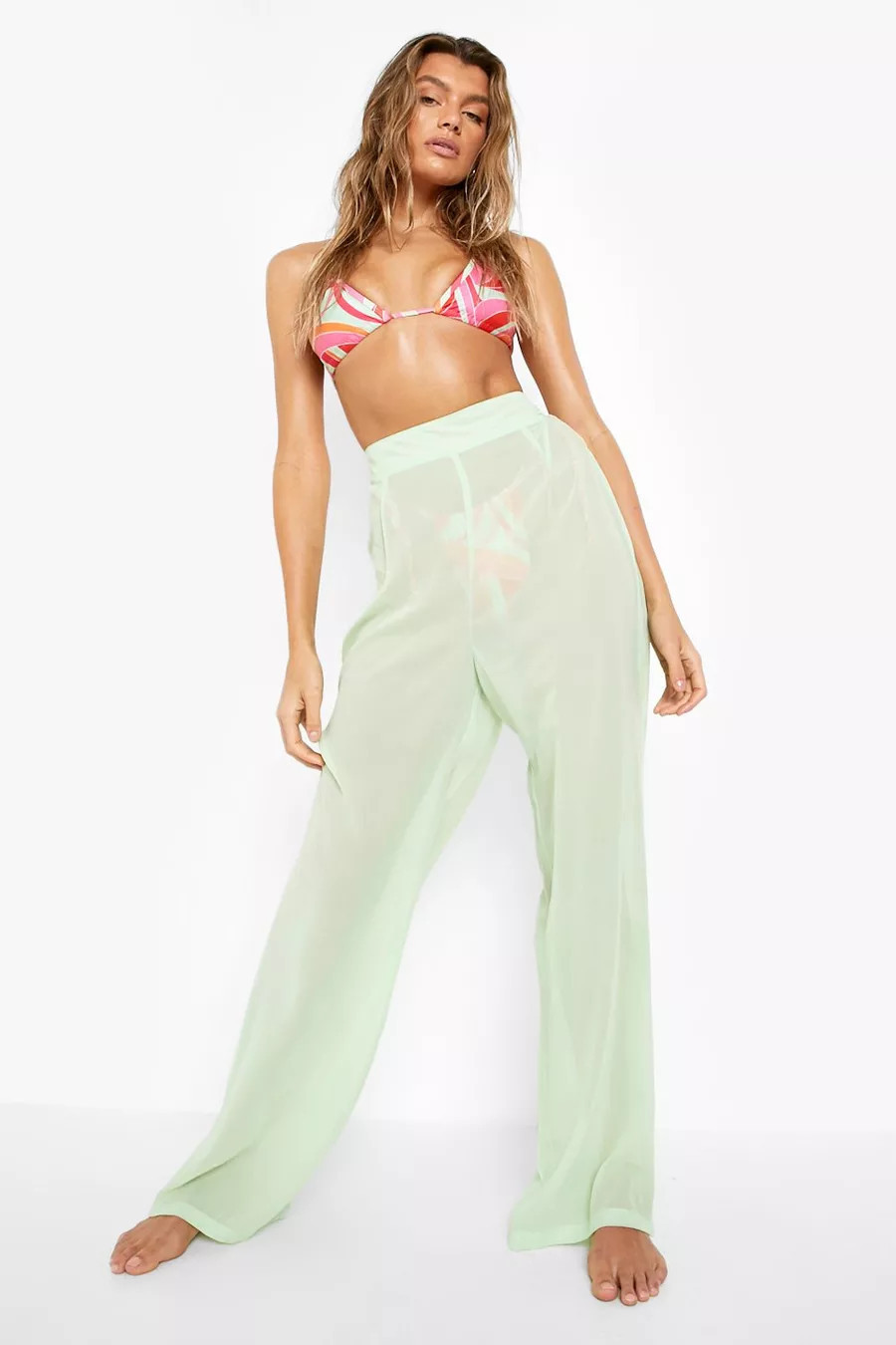 Wide Leg Chiffon Beach Pants | Boohoo.com (US & CA)