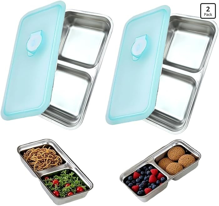 2Pcs Stainless Steel Food Containers,Reusable Condiment Food Storage Containers with Lids，Grab ... | Amazon (US)