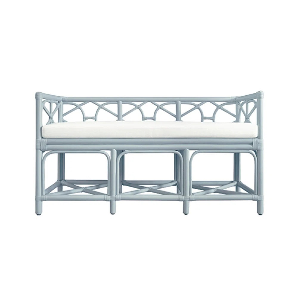 Decorative Bench with Performance Ivory Cushion in Rattan | Wayfair North America