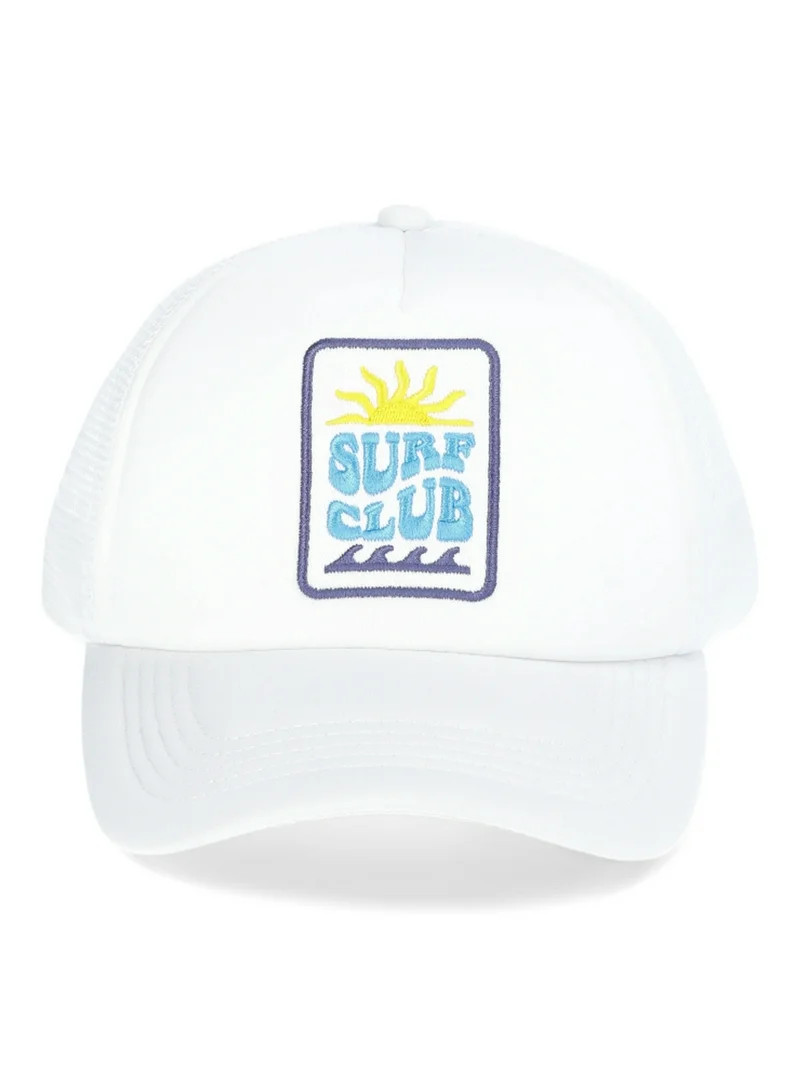 No Boundaries Patch Trucker Hat, Women’s, White | Walmart (US)