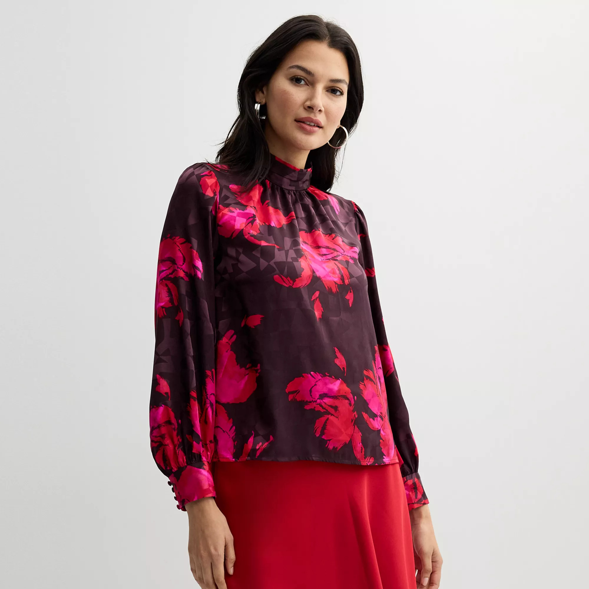 Women's Nine West Mock Neck Long Sleeve Blouse | Kohl's