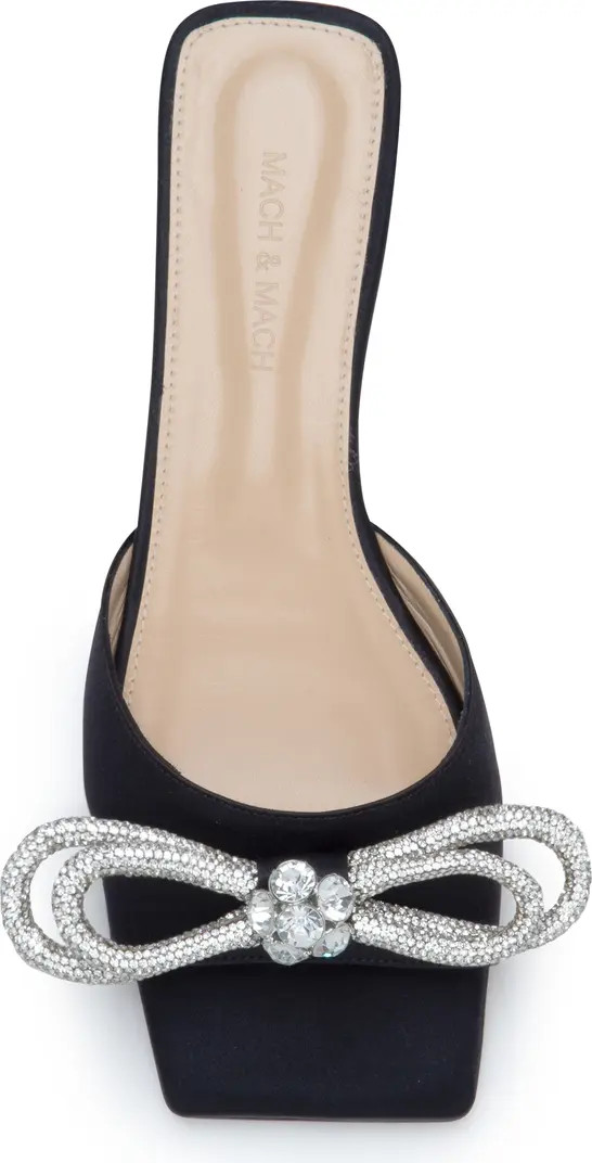 Double Crystal Bow Square Toe Slide Sandal (Women) | Nordstrom