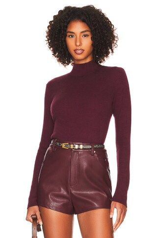 Sanctuary Long Sleeve Mock Neck Rib Top in Dark Cherry from Revolve.com | Revolve Clothing (Global)