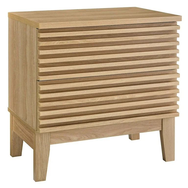 Modway Render Two-Drawer Particleboard Wood Nightstand in Oak | Walmart (US)