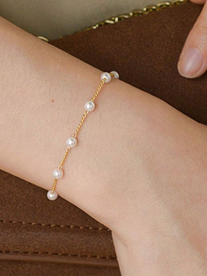 An Elegant Pearl-Embellished Bracelet With Simple And Versatile Design, Suitable For Women For Va... | SHEIN