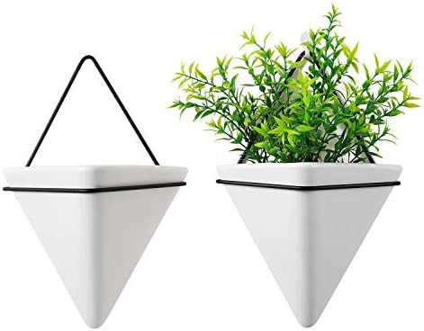 T4U Triangle Wall Planter Indoor, Set of 2 Ceramic Hanging Wall Planter, Geometric Succulent Air ... | Amazon (US)