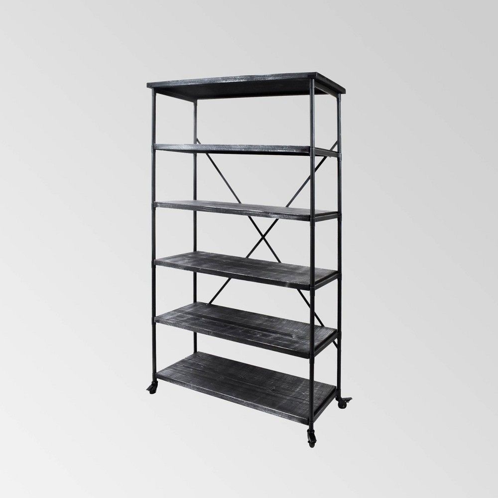68"" Farrells Industrial 5 Shelf Bookcase Gray - Christopher Knight Home | Target