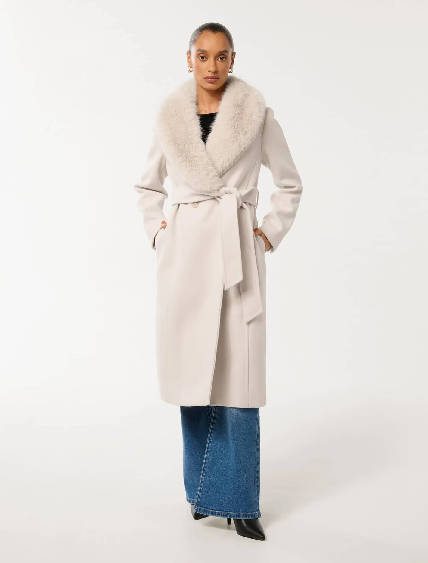 Monica Petite Faux-Fur Collar Wrap Coat | Ever New (CA)