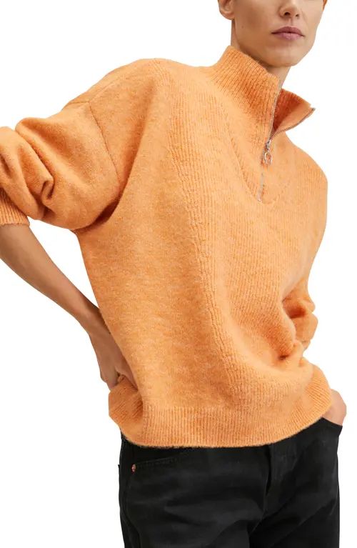 MANGO Women's Half Zip Oversize Sweater in Orange at Nordstrom, Size Large | Nordstrom