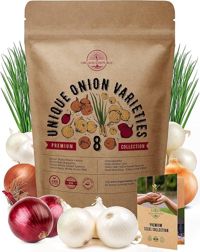 8 Onion Seeds Variety Pack Heirloom, Non-GMO, Onion Seed Sets for Planting Indoors, Outdoors Gard... | Amazon (US)