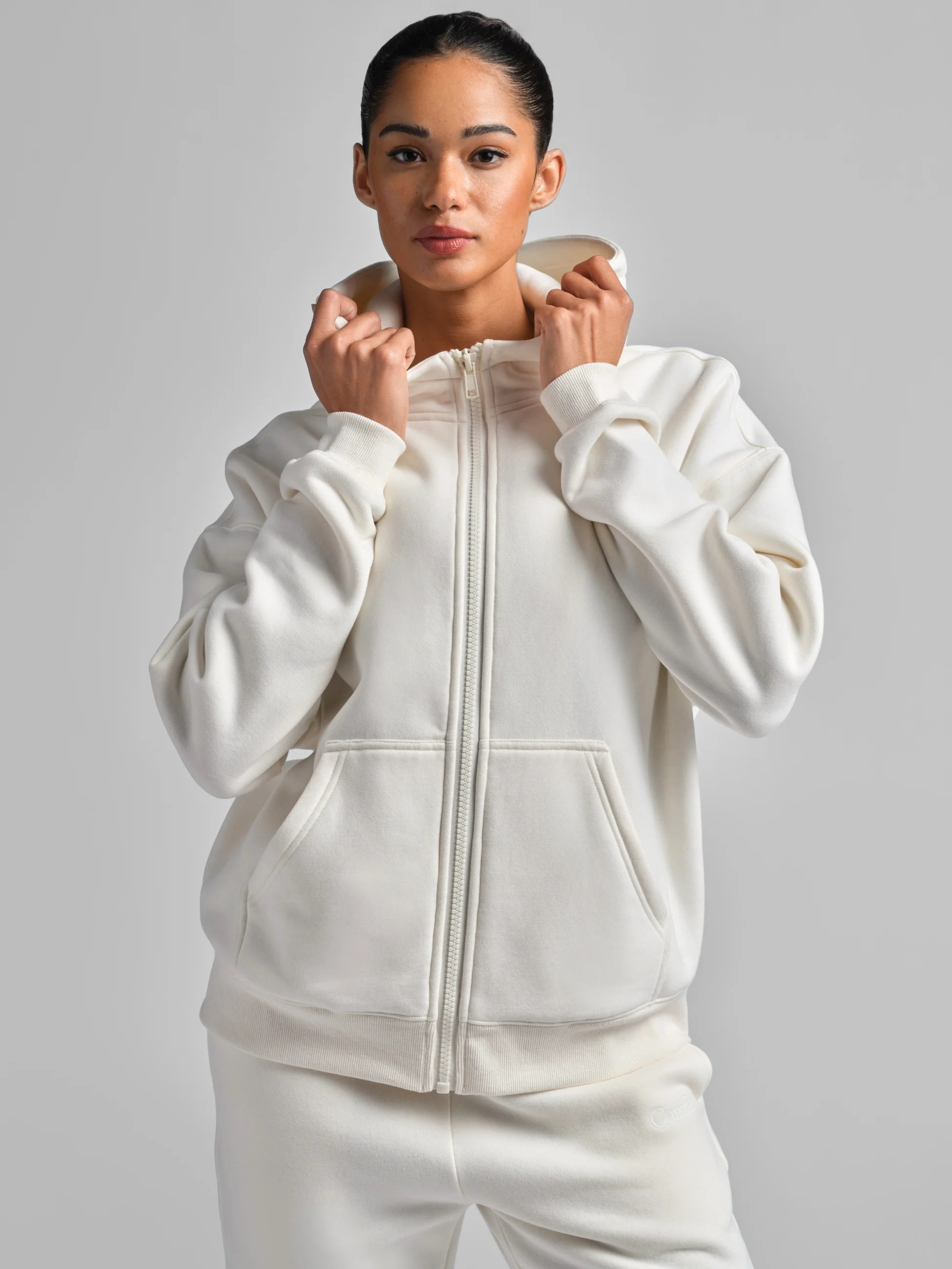 Comfrt Basic Crop Zip Hoodie | Shell | S | Small | Comfrt