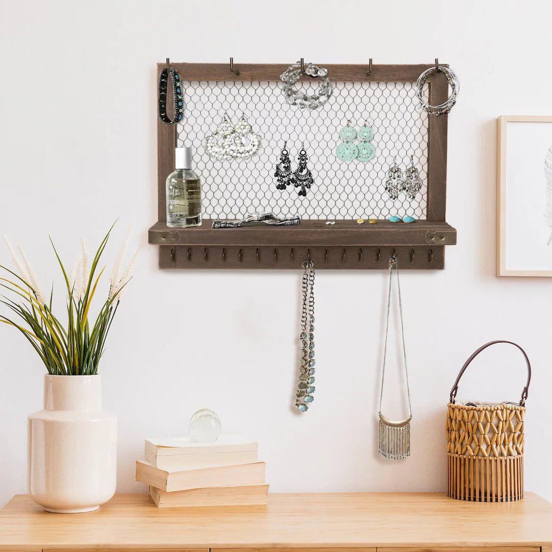 Wooden Earring Holder, Wall Mounted Earring Organizer,  Jewelry Holder, Jewelry Organizer, Vintag... | Etsy (US)