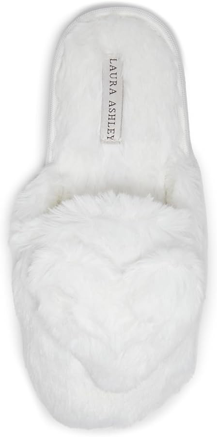 Laura Ashley Women's Slippers, Plush Faux Fur Memory Foam Scuff Slide Slippers, Heart Slip On Sli... | Amazon (US)