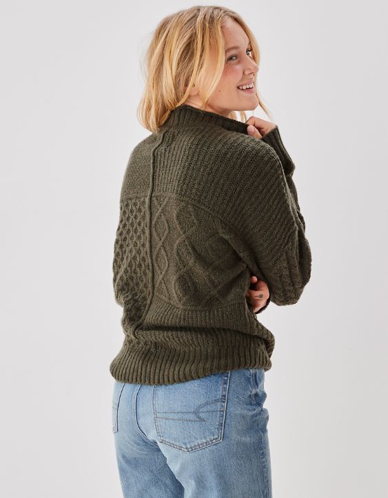 AE Soft & Cozy Mixed Stitch Sweater | American Eagle Outfitters (US & CA)