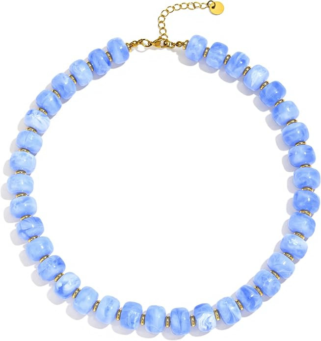 Colorful Beaded Necklaces for Women, Chunky Statement Choker Adjustable Boho Acrylic Bead Necklac... | Amazon (US)