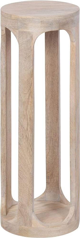 Kate and Laurel Dahl Coastal Wooden Round Drink Table, 8 x 23, Whitewash, Boho Circle Wood Accent... | Amazon (US)