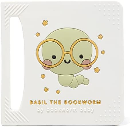 Amazon.com : Basil The Bookworm Baby Teether - Premium BPA Free Silicone Teething Toy | Perfect f... | Amazon (US)