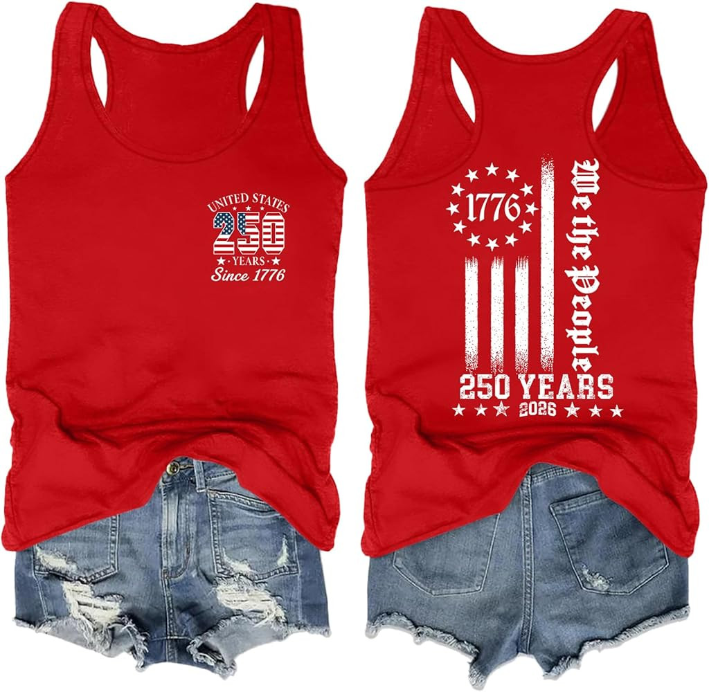 250th Anniversary USA Tank Tops Women USA T Shirt American Flag Sleeveless 4th of July Patriotic Freedom Tee Tops | Amazon (US)