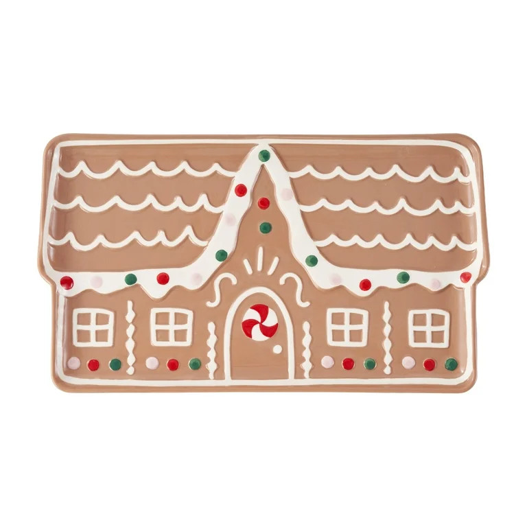 Holiday Time Ceramic Gingerbread House Tray - Walmart.com | Walmart (US)
