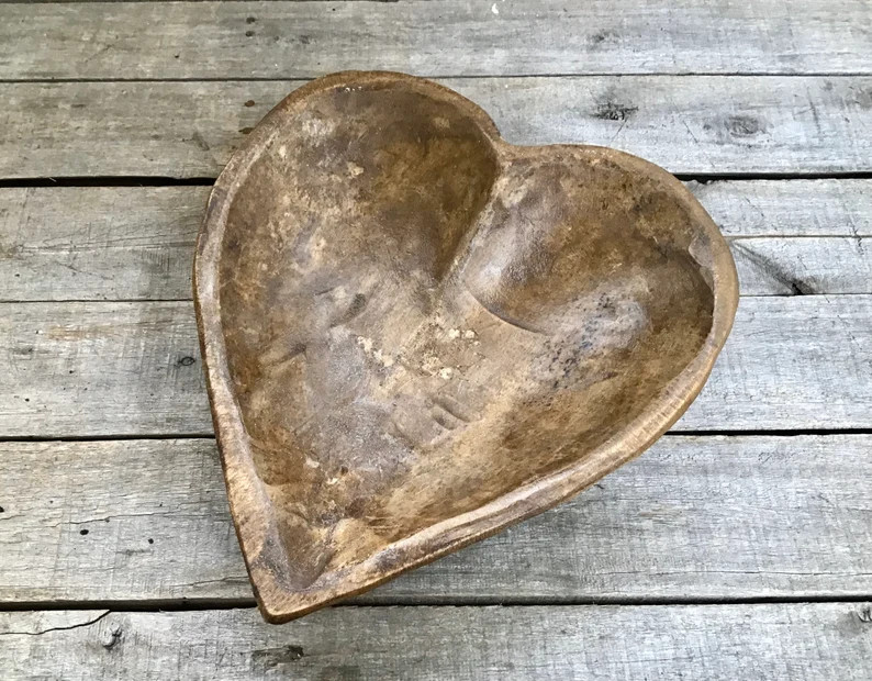 12 Heart Dough Bowl Carved Wood Bowl Rustic Primitive | Etsy | Etsy (US)