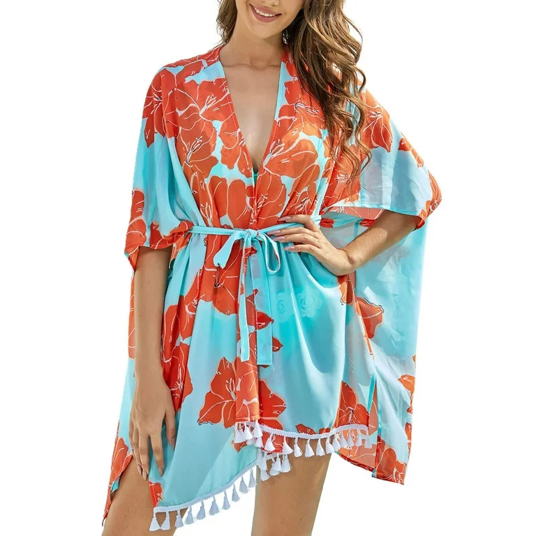 As Rose Rich Kimonos for Women Summer Swim Cover Up Kimono Cardigan, 2X | Walmart (US)