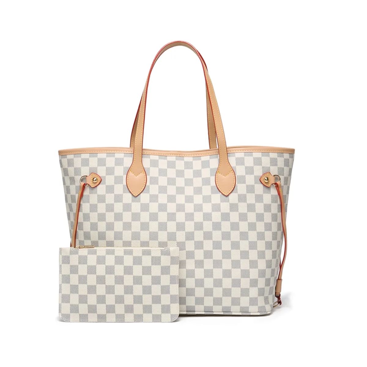 GOWELL Women's Checkered Tote Shoulder Bag With Inner Pouch - Pu Vegan Leather&Nbsp;Shoulder Satc... | Walmart (US)