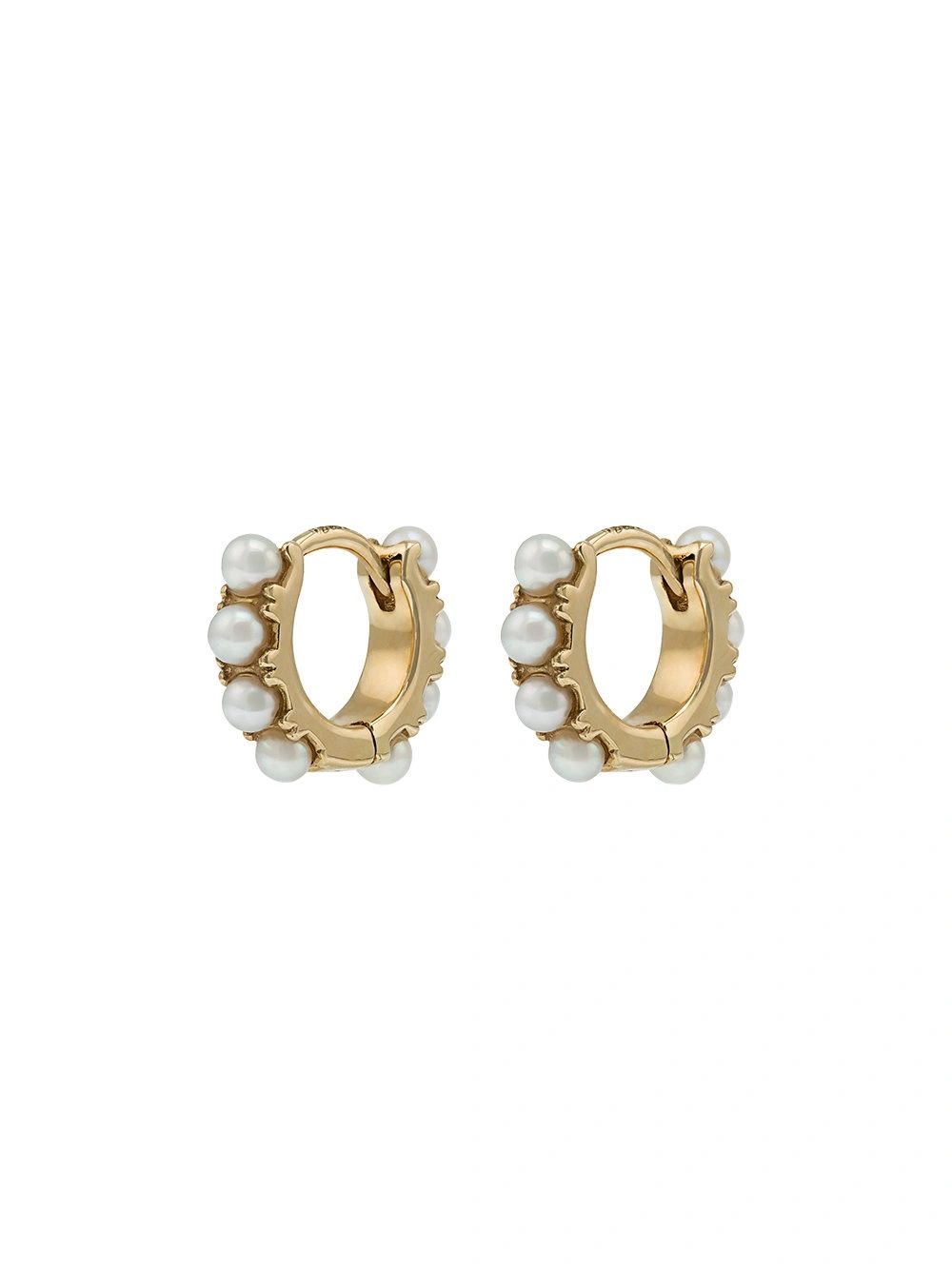 18kt Gold And Pearl Mini Hoop Earring | The Webster