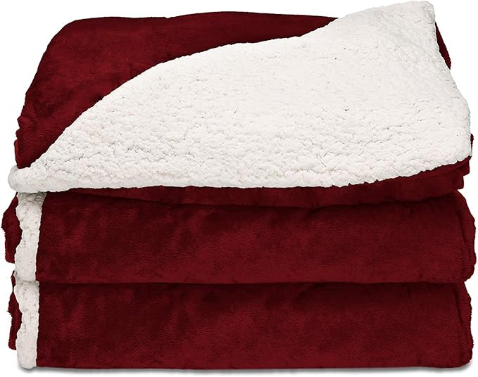 Sunbeam Heated Throw Blanket | Reversible Sherpa/Royal Mink, 3 Heat Settings, Garnet - TRT8WR-R31... | Amazon (US)