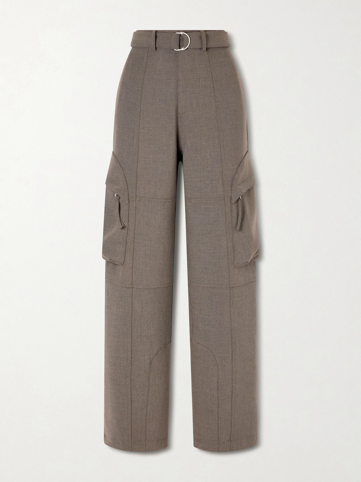 The Frankie Shop - Kelly Belted Woven Wide-leg Cargo Pants - Brown | NET-A-PORTER (US)