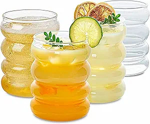 INSETLAN Creative Glass Cups Cute Vintage Drinking Glasses of 4 Set, 12 oz Entertainment Dinnerwa... | Amazon (US)