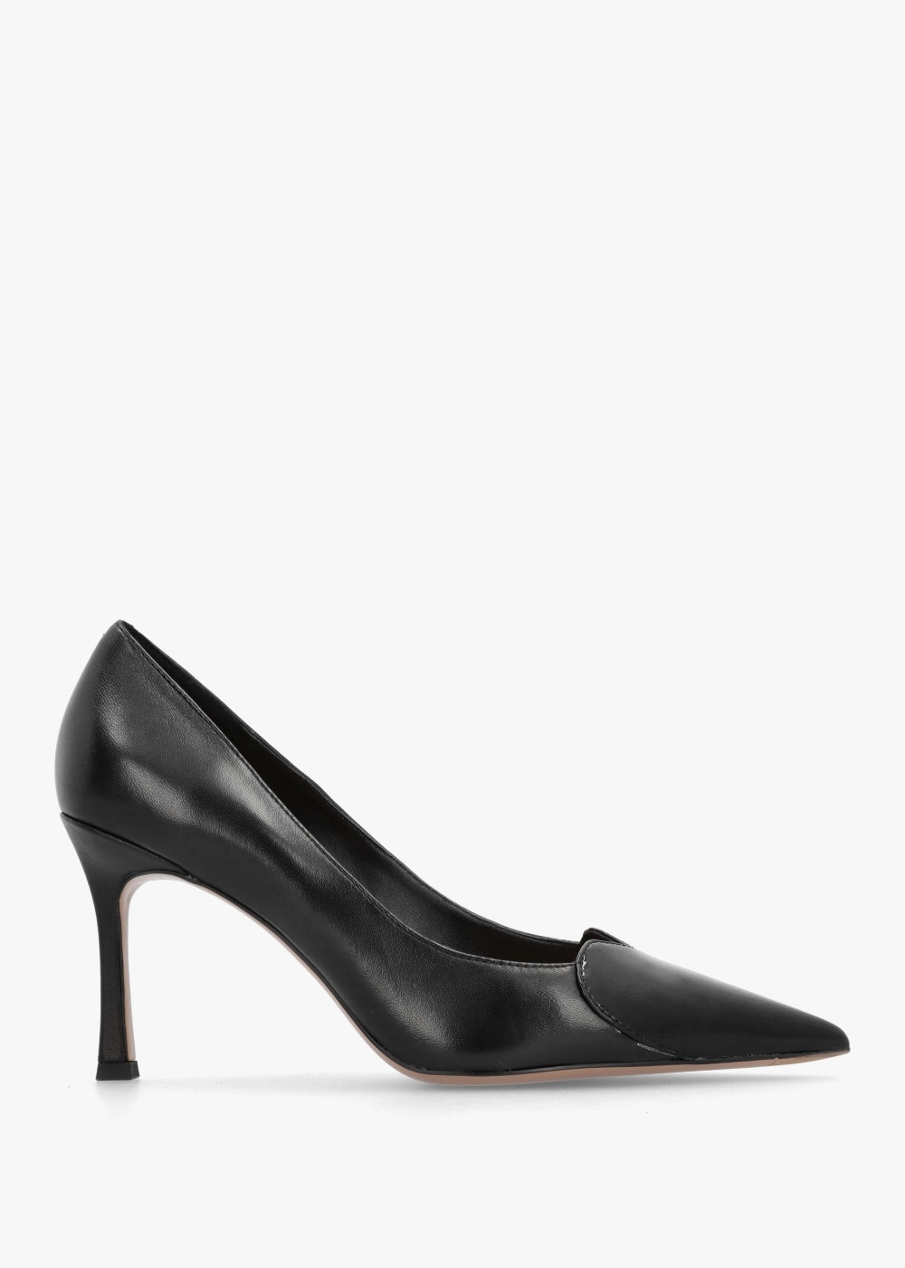 Elove Black Leather Heart Toe Cap Court Shoes | Daniel Footwear (UK)