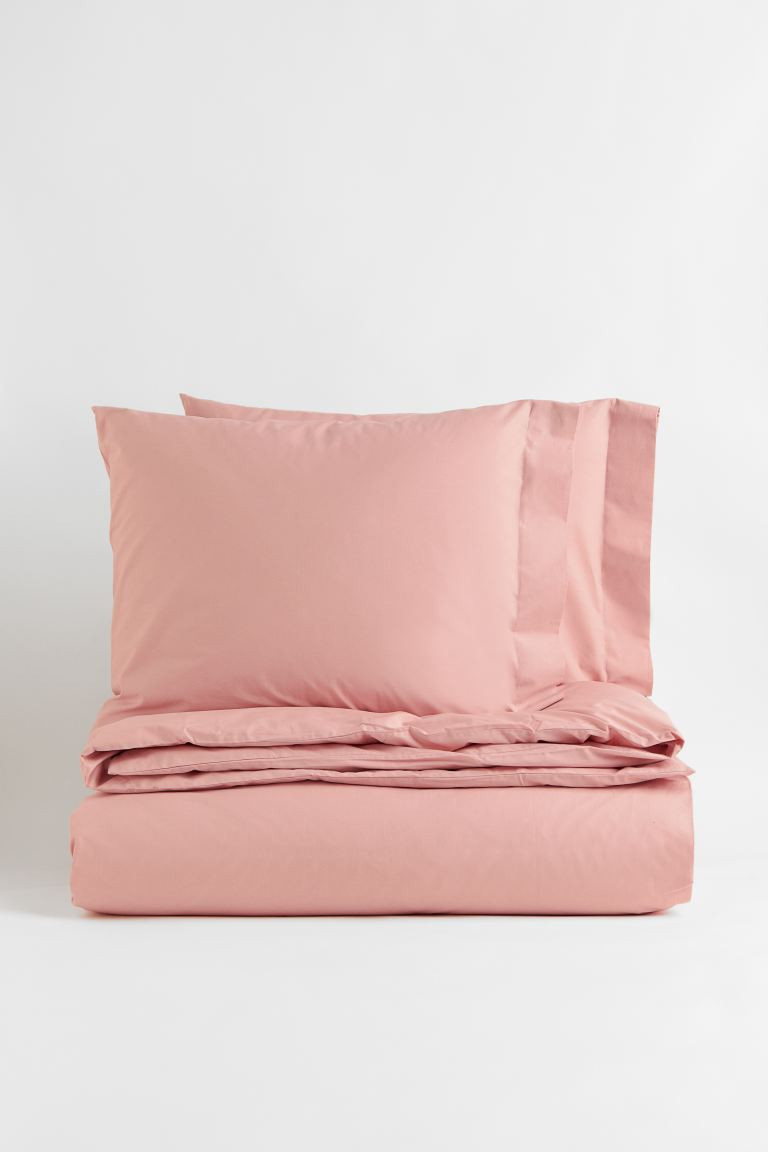 Cotton Percale King/Queen Duvet Cover Set | H&M (US + CA)