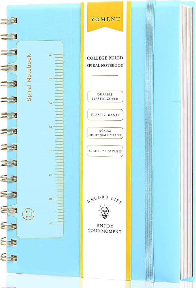 Yoment Spiral Notebook College Ruled A5 Spiral Bound Journal 160 Pages Thick Paper Plastic Hardco... | Amazon (US)