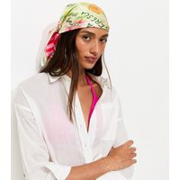 Yellow Pineapple Citrus Fruit Striped Trim Scarf New Look | New Look (UK)