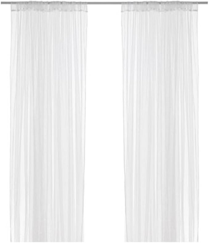 IKEA Home Living Room Decor Lill Lace Curtains, 1 Pair, White | Amazon (US)