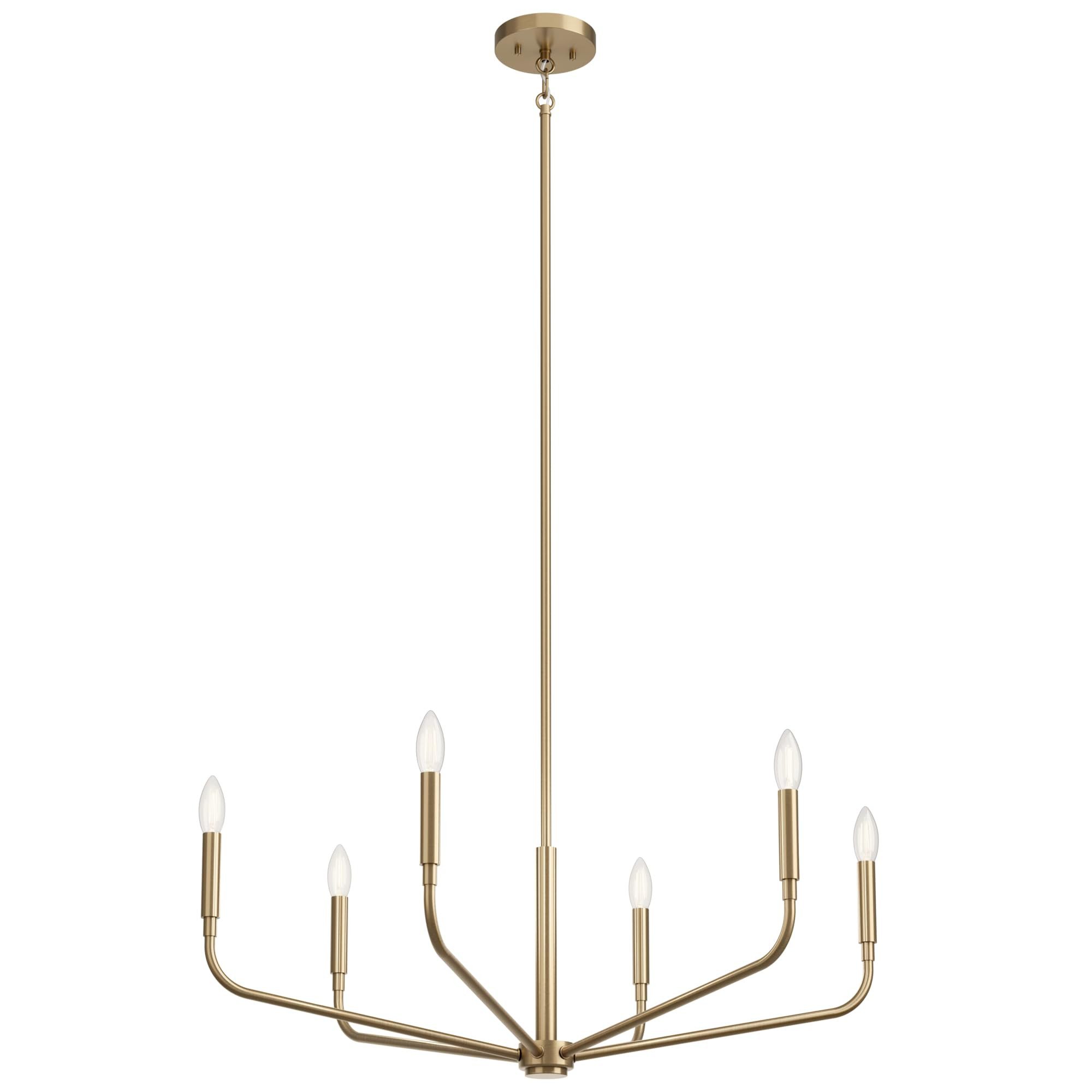 Kichler Madden 6-Light Chandelier, Soft Modern Light in Champagne Bronze, Sloped Ceiling Compatible, for Entryway, Breakfast Nook or Laundry Room (17.5" x 32"), 52718CPZ | Amazon (US)