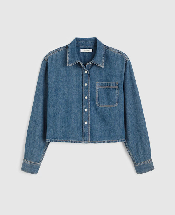 Denim Boxy Crop Button-Up Shirt | Madewell