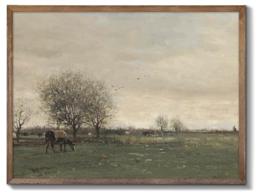 XOCUUI Vintage Landscape Canvas Wall Art, Vintage Classical Rural Hill Prints, The Vast Grassland Classic Wall Prints Modern Farmhouse Bathroom Office Decor - 8x10in Unframed | Amazon (US)