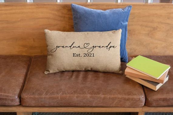 Baby Announcement Pillow, Grandma Pillow, New Grandparent Gift, Custom Burlap Pillow, Grandma And... | Etsy (US)