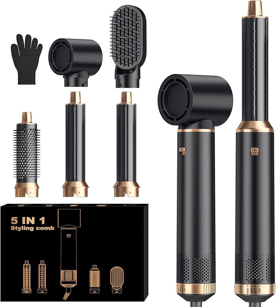 5 in 1 Blow Dryer Brush, Upgrade Hair Dryer Brush Set Negative Ion Air Styler Curling Wrap Air Cu... | Amazon (US)