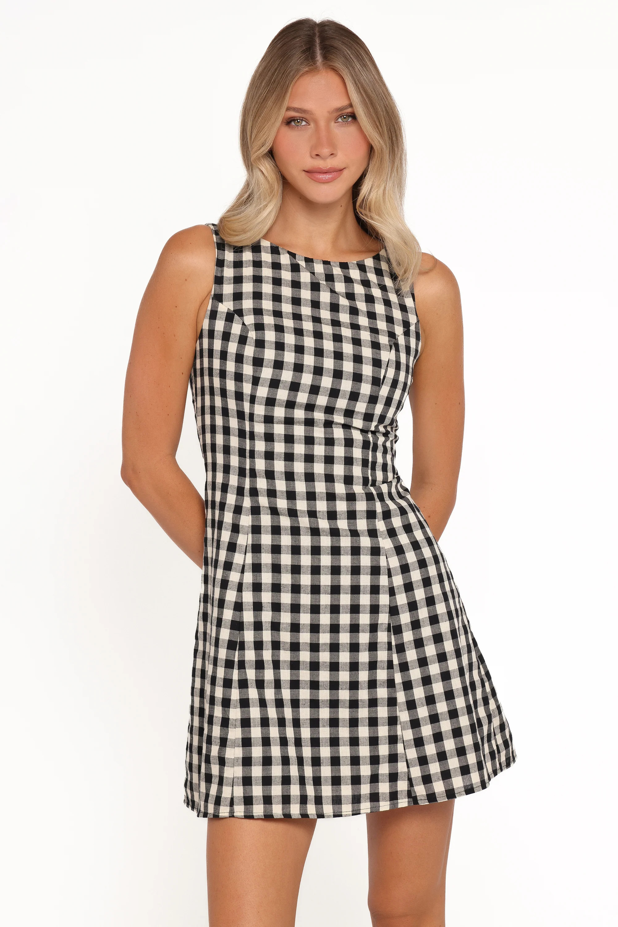 Circe Mini Dress - Black Gingham | Petal & Pup (AU)