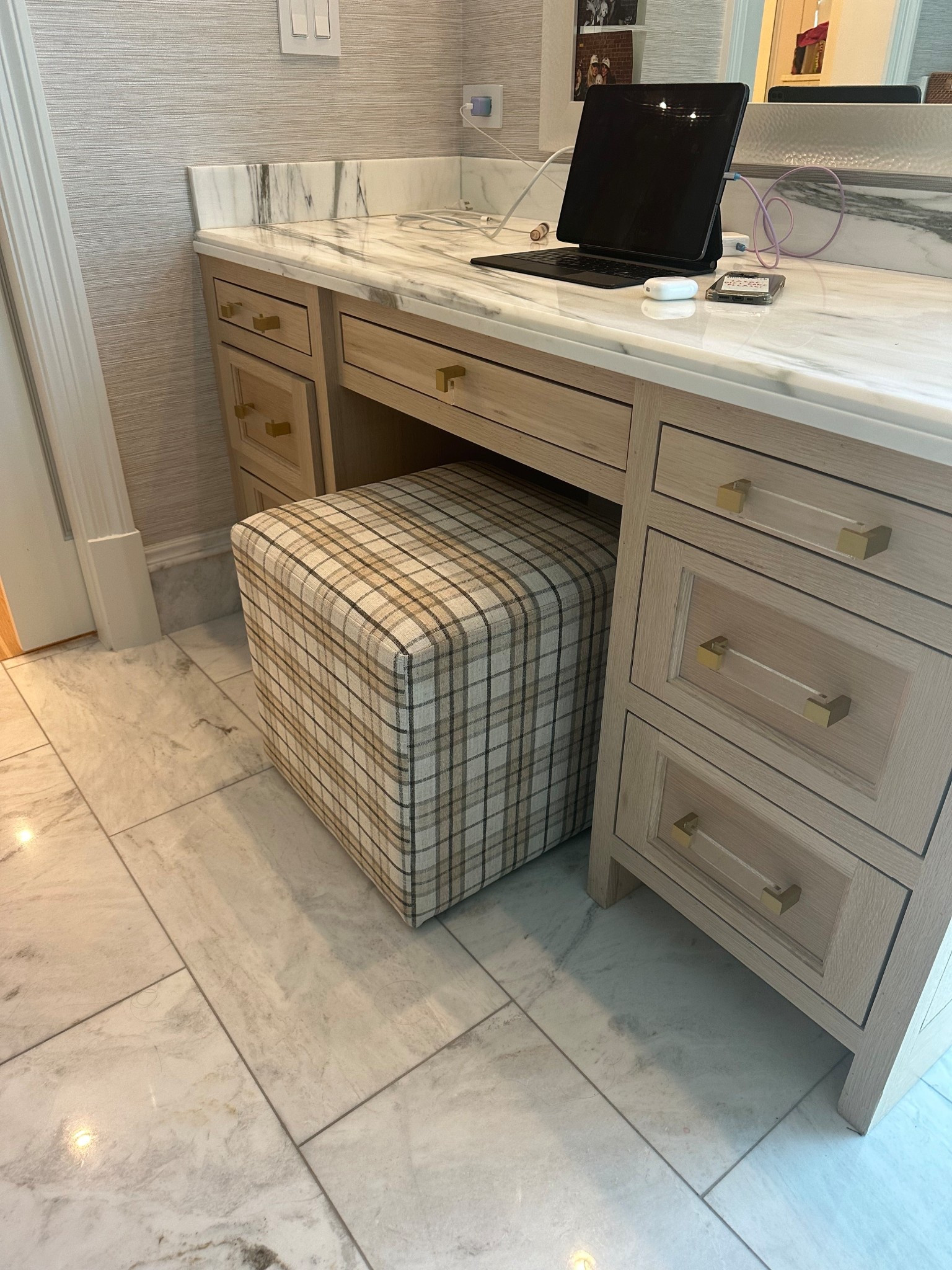 Still getting so many questions about the ottoman in my bathroom! They’re low in stock - but comes in several different colors/ fabric options! Super cute for your home, dorm room or apartment! 

#LTKFamily #LTKHome #LTKStyleTip