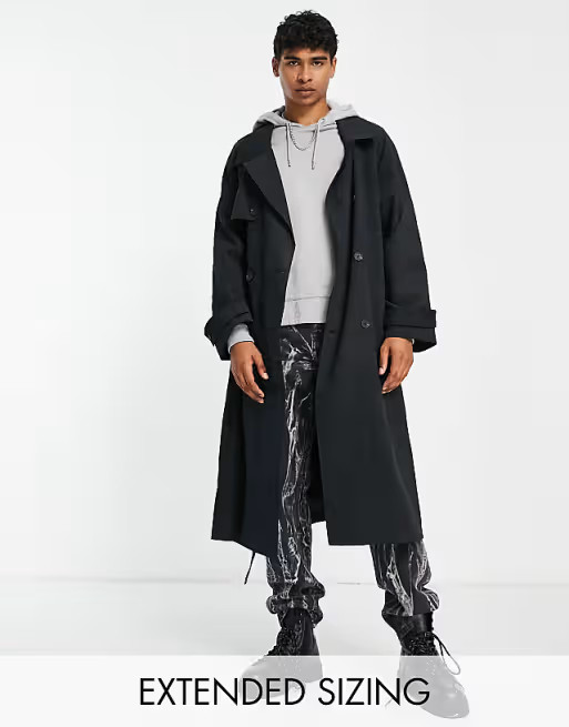 ASOS DESIGN oversized trench coat in black | ASOS (Global)