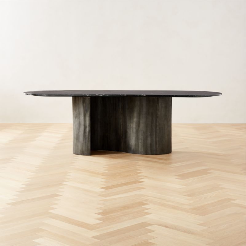 Aster Modern Black Marble and Aluminum Dining Table + Reviews | CB2 | CB2
