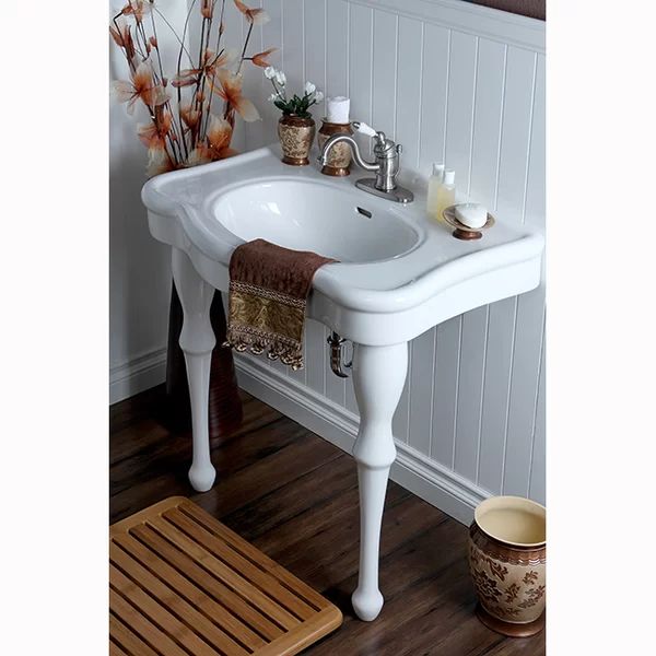 Imperial 29.13" White Vitreous China Circular Console Bathroom Sink with Overflow | Wayfair Professional