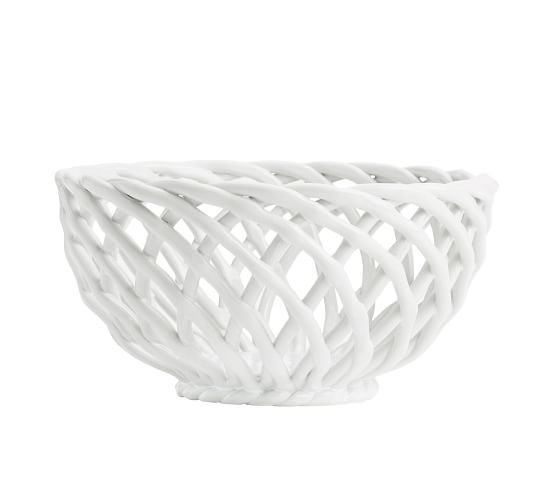 Marguerite Ceramic Basketweave Serve Bowl | Pottery Barn (US)