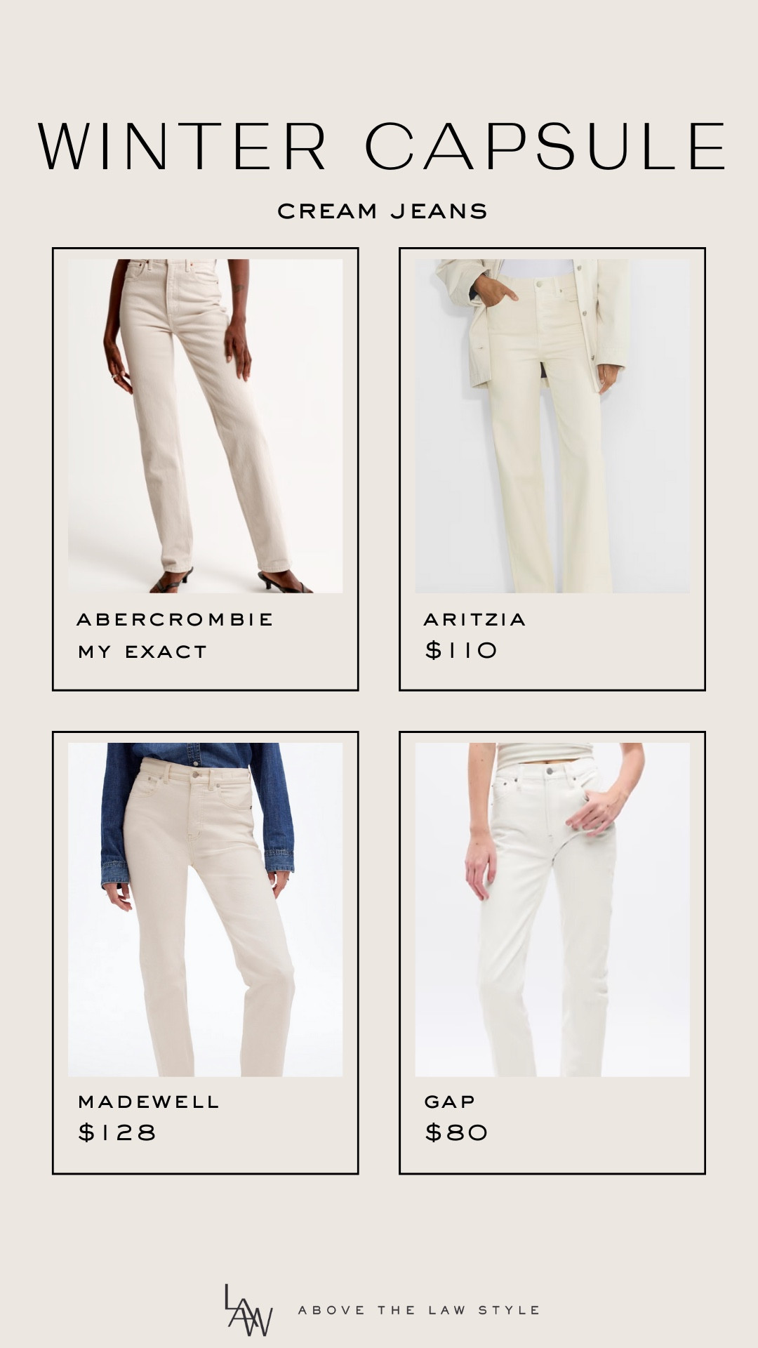 Winter Capsule: Cream Jeans

#LTKStyleTip #LTKFindsUnder100 #LTKFindsUnder50