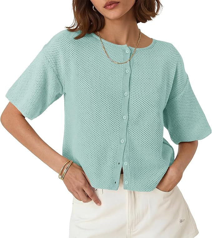 Saodimallsu Womens Button Down Cardigan Lightweight Knit Sweater Tops | Amazon (US)