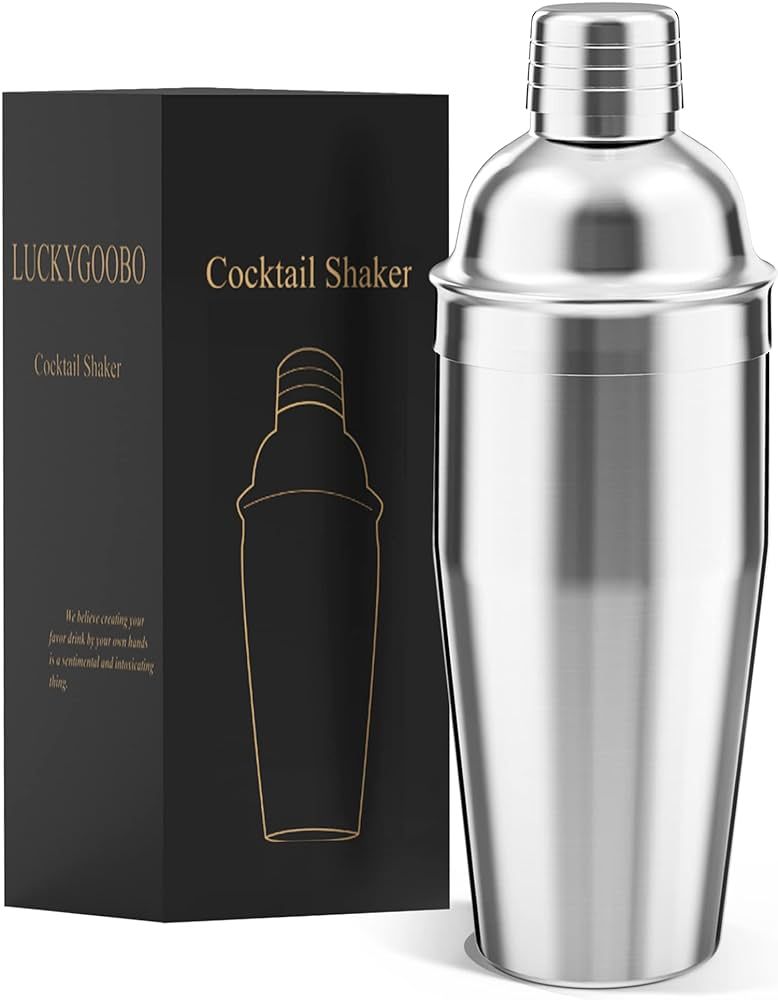LUCKYGOOBO Cocktail Shaker,24 oz Martini Shaker,Drink Shaker Built-in Strainer,Professional Stain... | Amazon (US)